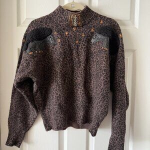 Vintage Cedars Hedgehog Sweater Lambswool Angora Embellished M
